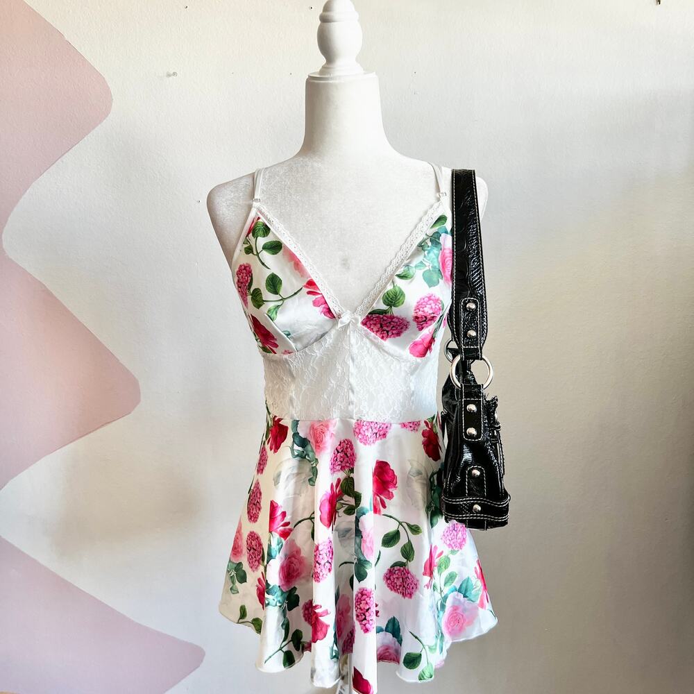 Floral Lace Babydoll Top, Coquette Y2K Romantic Vintage‎ Balletcore Medium